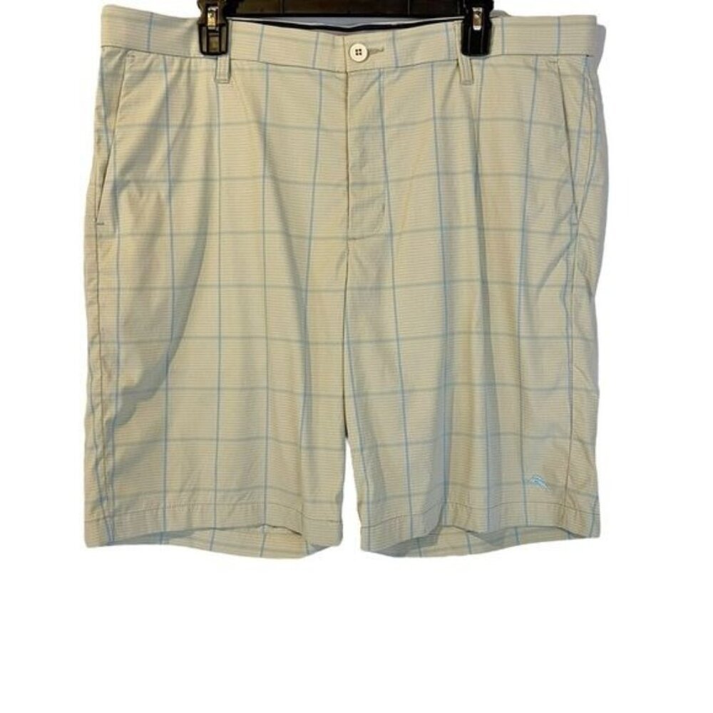 Tommy Bahama Beige Plaid Nylon Shorts 38‎ Plaid Preppy Coastal Summer Vacation